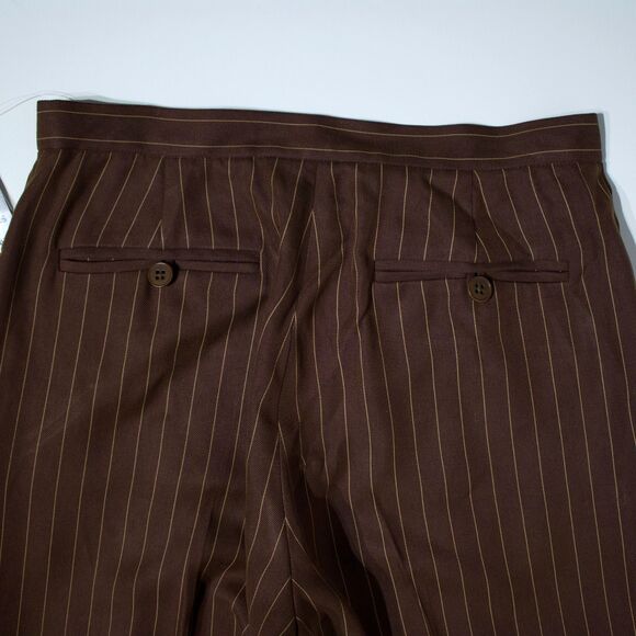 NWT $139 Ralph Lauren 100% Silk Brown Pinstriped Pants Trousers Women Size 2P - Picture 9 of 13